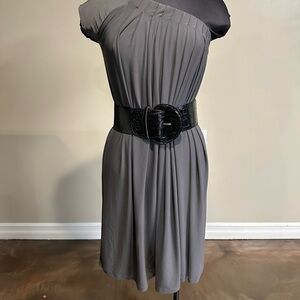 Worthington Charcoal Midi Dress with Black Belt